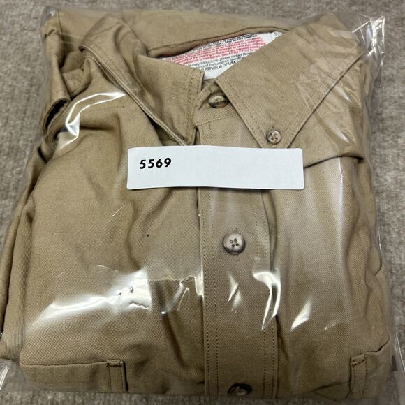 Riverside FR Button Shirt‎ XL Beige Flame Resistant Dual Pocket Welding Oilfield - Picture 9 of 9